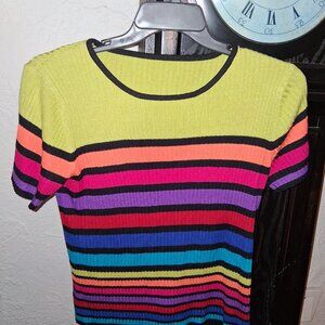 Sag Harbor Striped Short Sleeve Top - Size M
